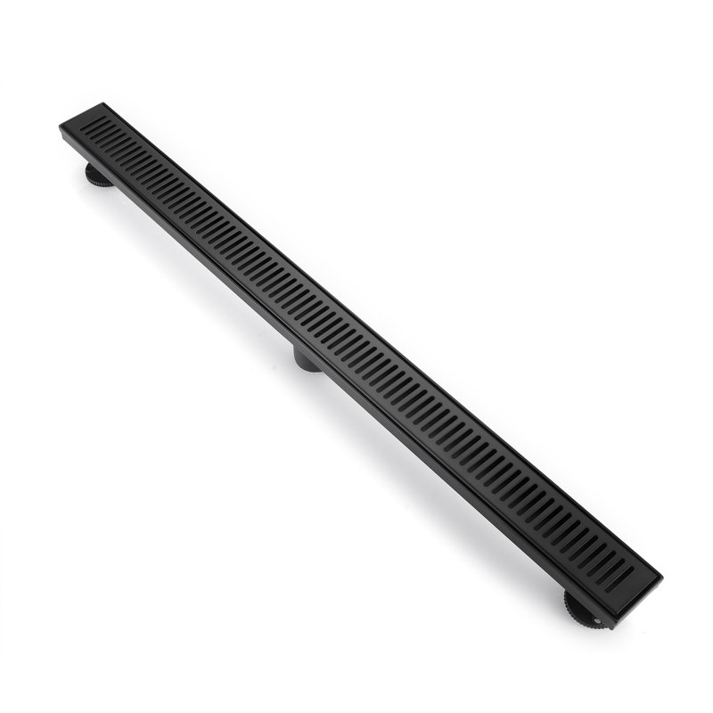 Drain de plancher de douche rectangulaire en acier inoxydable BOann 304 (36 po), Noir