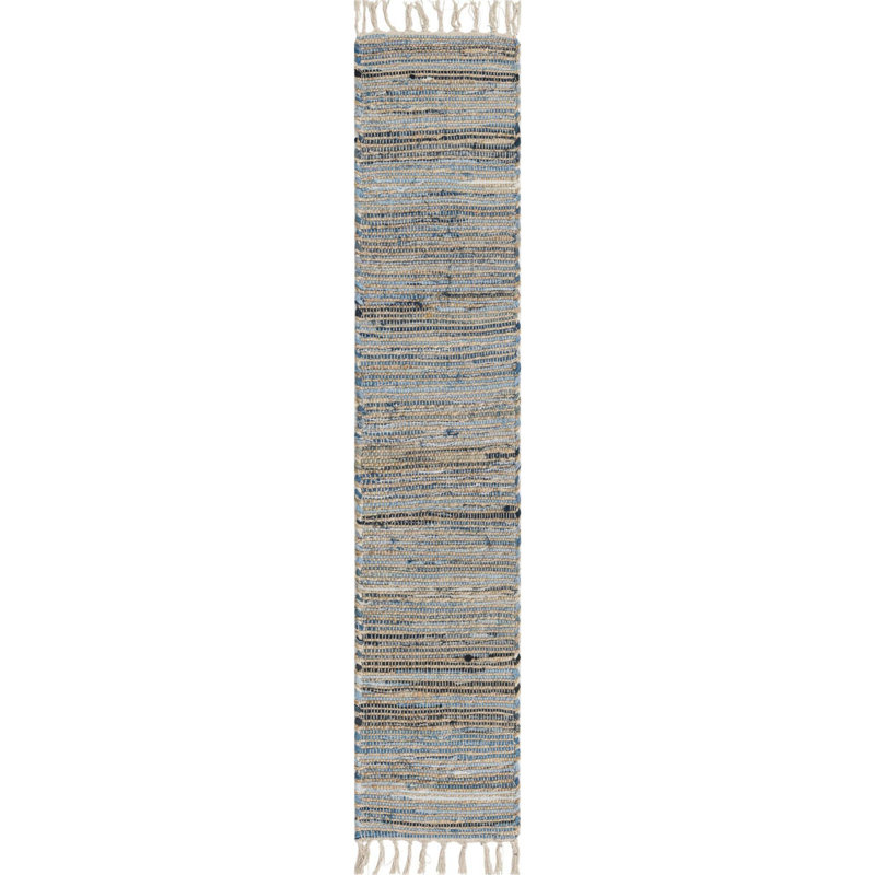 Holly-Rose Cotton Striped Indoor Rug, Table Runner 1'2" x 6'1"