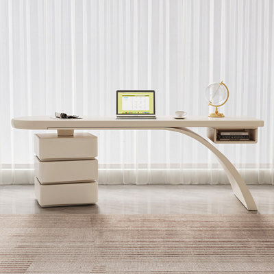 Minimalist Creative Cream-Coloured Office Desk With Drawers