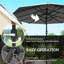 Parasol à DEL à énergie solaire double pour patio et jardin, protection solaire à double auvent, support additionné de 12 nervures, structure en acier, fermeture facile avec manivelle, matériau gris, longueur 14,4 pi x-131301054