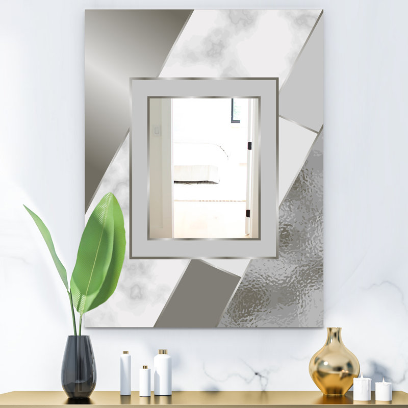 Marbled Marvelous Glam Frameless Accent Mirror, 24" H x 32" W