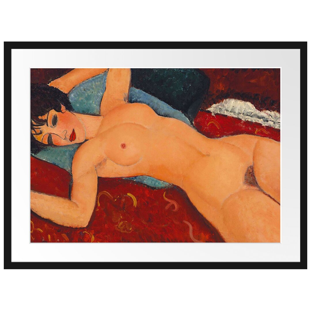 Gerahmtes Leinwandbild Nu Couché von Amedeo Modigliani