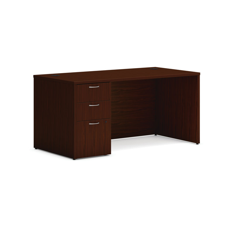 HON MOD Single Pedestal Desk, Traditional Mahogany, 60" W x 30" D x 29" H