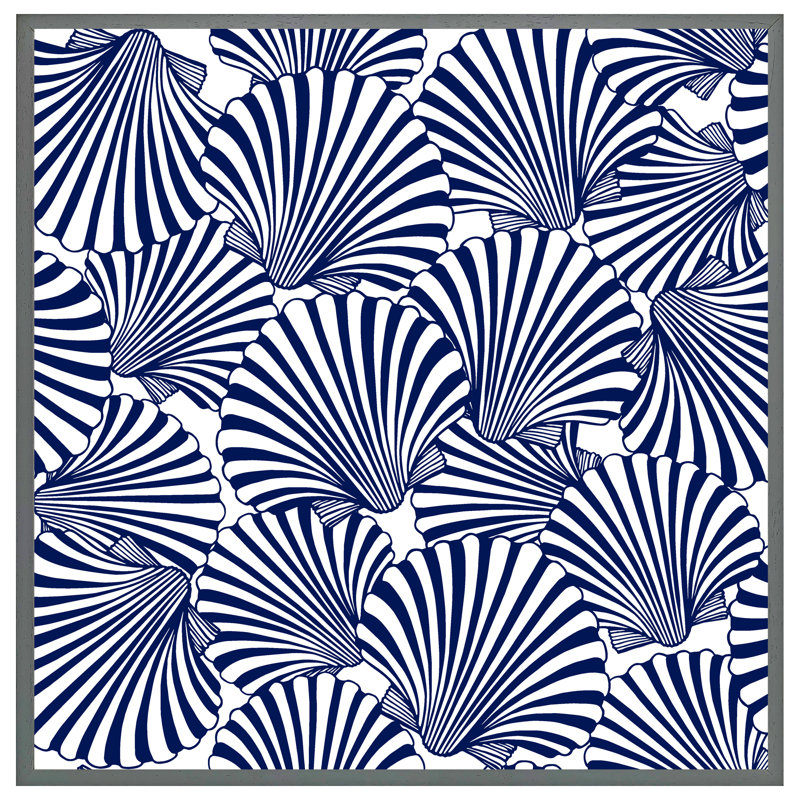 McTurck Striped Sea Shells - Single Picture Frame Print, 61cm H x 61cm W x 4cm D, Grey Framed
