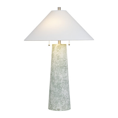 31.5" Glass Table Lamp With White Shade