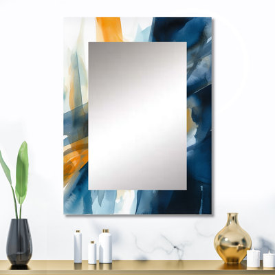 Blue and Gold Fusion VII - Modern Wall Mirror