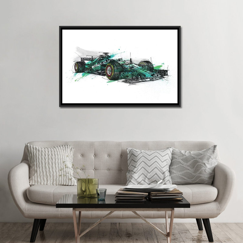 « f1 hamilton », impression sur toile, H 18 po x l 26 po x P 1,5 po, Toile encadrée noire, Pas de tapis