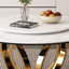 Table de salle à manger ronde 53 po 53 po avec plateau tournant à 360 ° lisse et résistant aux taches et à la chaleur, design minimaliste moderne pour la salle à manger, espace compact (4 chaises)-117812897