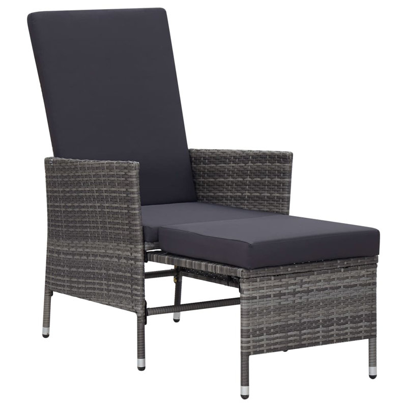 Chaise longue 3 pièces avec coussins, Gris, Gris