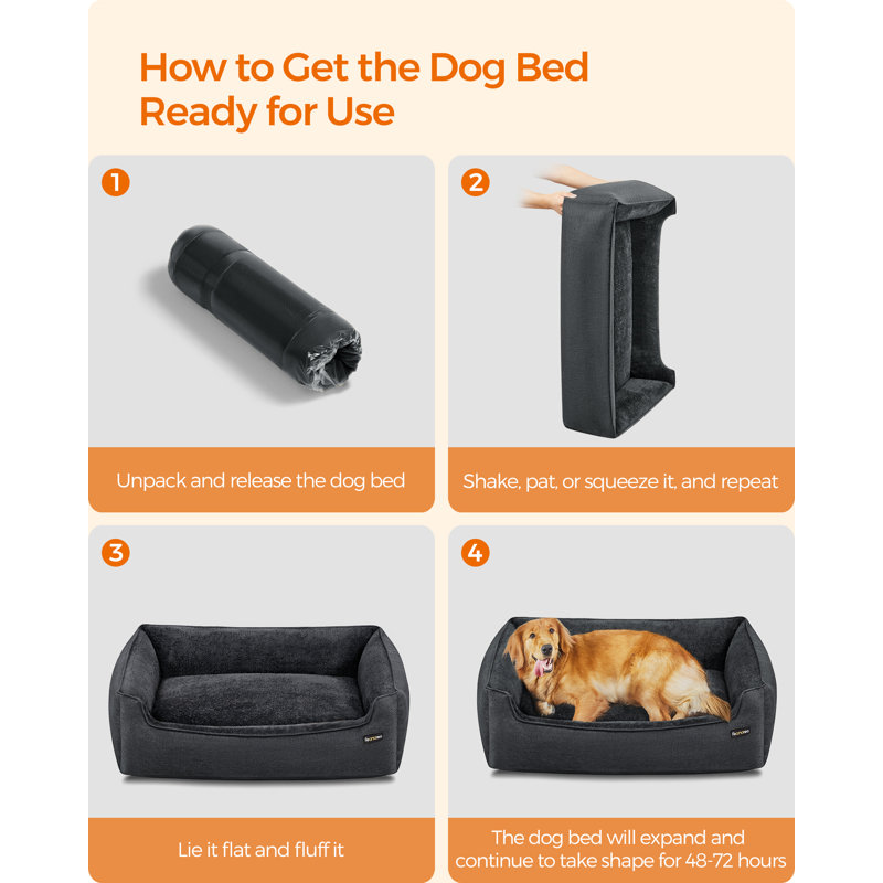 Polyester Pet Bed, 27cm H x 75cm W x 110cm D, Dark Grey