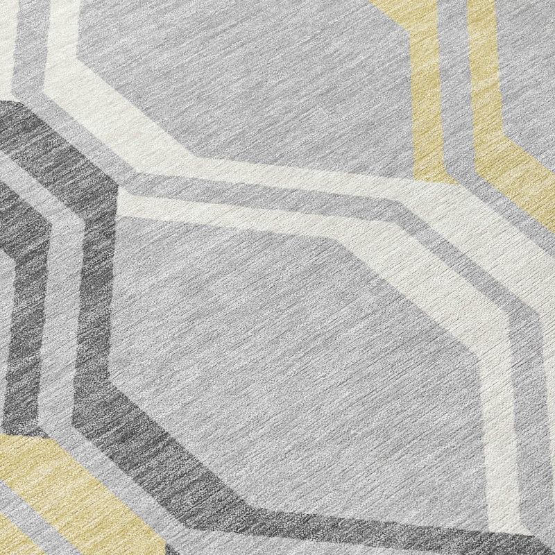 Tapis Mid-Century moderne lavable à la machine intérieur / extérieur Chantille ACN2326, Rond 8 pi