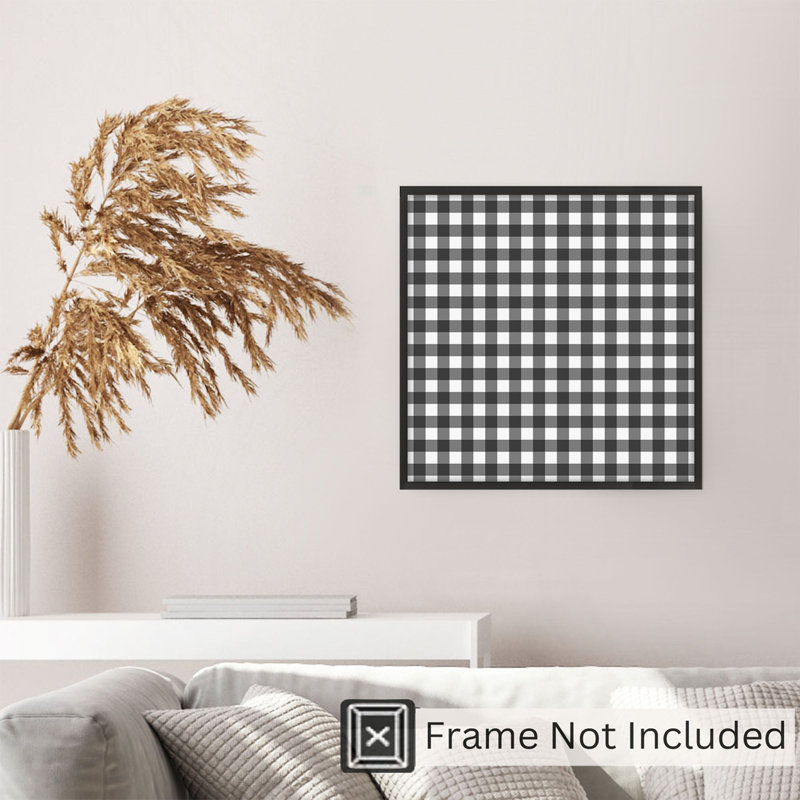 Abstract Black Gray Plaid Pattern Modern Unframed Art Print, 12" H x 12" W