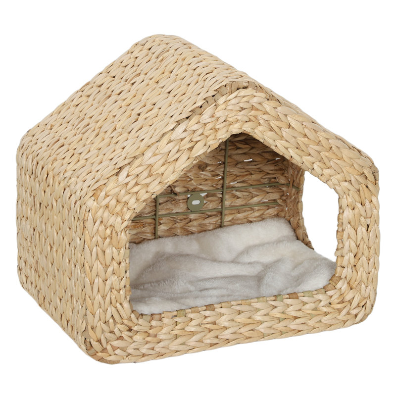 Maison de chat à fixation murale - Lit pour animaux en coton naturel et moelleux pour un gain de place vertical