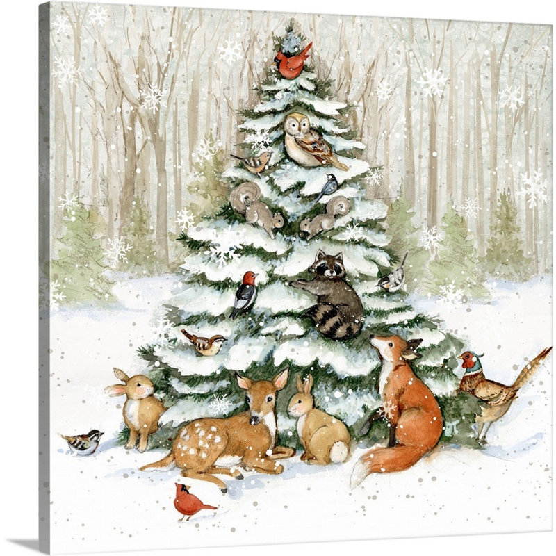 "Meadowbrook Woodland Critter" par Susan Winget - peinture sur toile à cadre flottant, H 30 po x l 30 po, Toile tendue