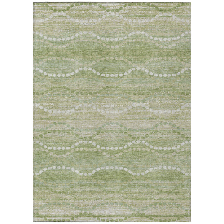 Machine Washable Indoor/Outdoor Xhevrie Sage Rug