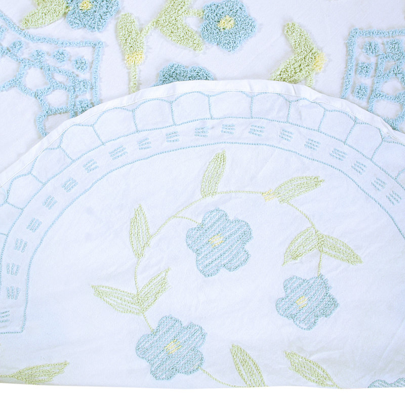 Bloomfield 100% Cotton Chenille Coverlet/Bedspread Machine Washable Ultra Soft Floral Pattern All Season Bedding, Blue