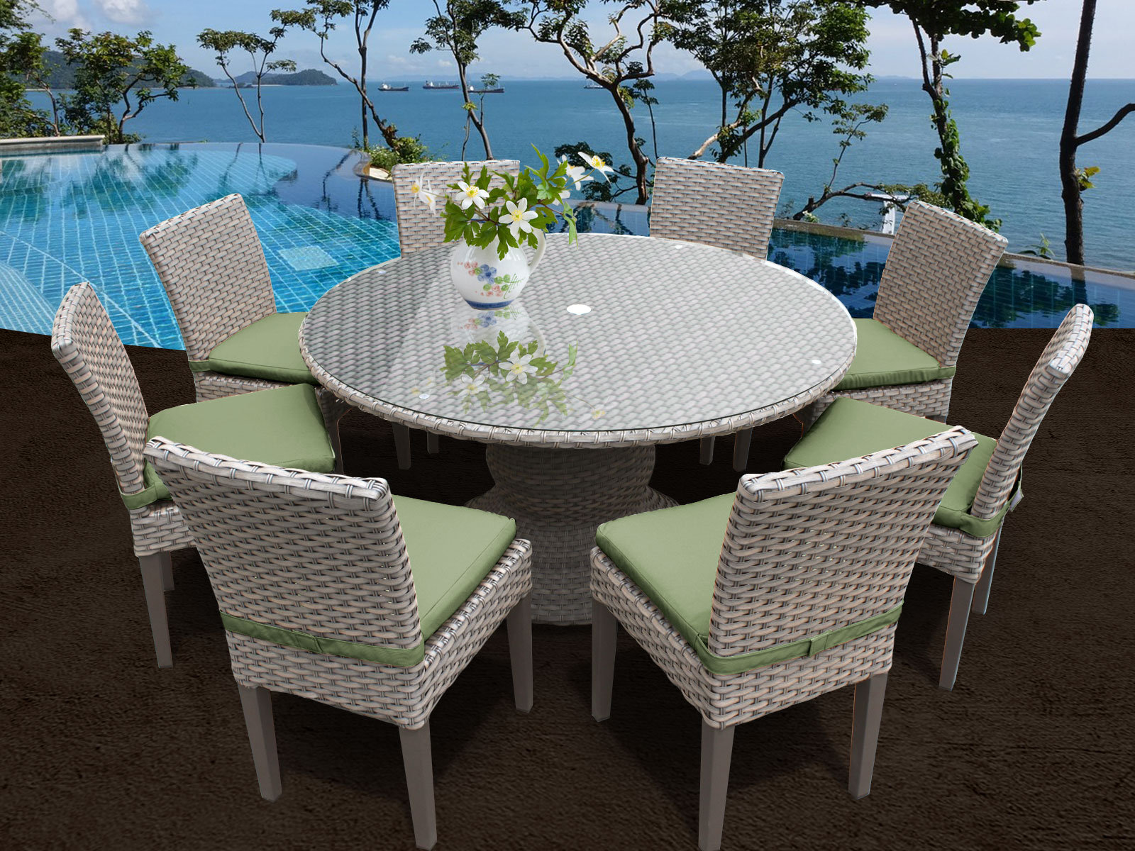 Sol 72 Outdoor™ Rochford 8 - Person Round Outdoor Dining Set & Reviews ...