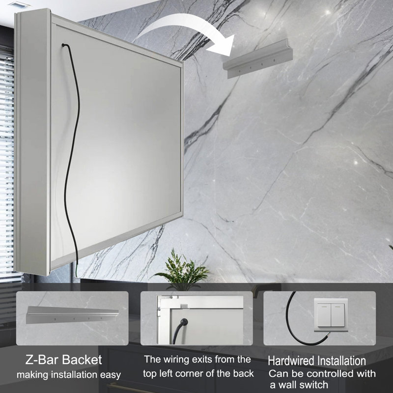 20 in. W x 32 in. H Aluminum Recessed/Surface Mount Medicine Cabinet with Mirror, Right
