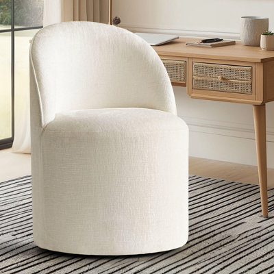 Chaise de bureau rembourrée pivotante en chenille avec roulettes cachées