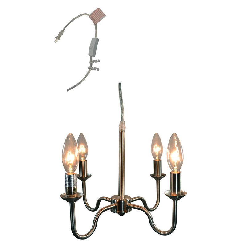 Lustre classique / traditionnel à 4 lumières de style bougie Nara, Bronze