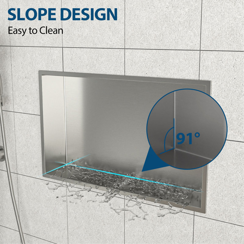 21" X 13" Stainless Steel Shower Niche, 3.94" H x 13" W x 21" D, Brushed Nickel
