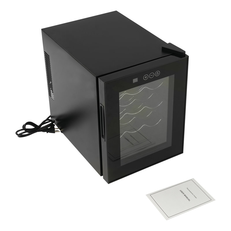 Cave à vin thermoélectrique à 12 bouteilles, réfrigérateur à vin autonome avec température réglable et éclairage DEL