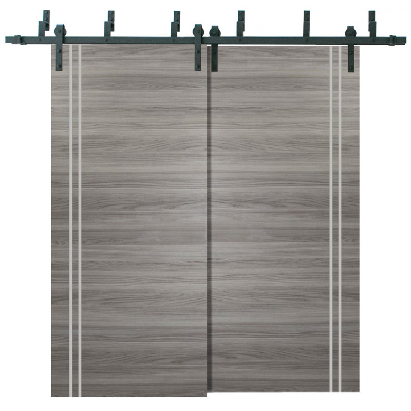 Portes de placard coulissantes en bois massif massif, Frêne gingembre, 84 po x 80 po