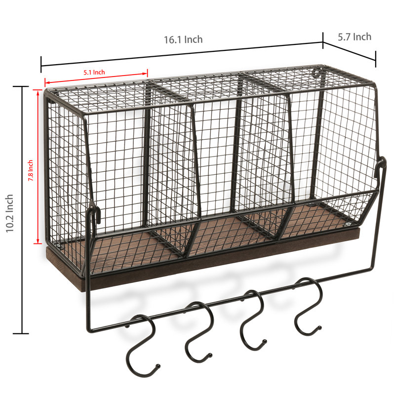 Wall Organiser with Wall Baskets/Key Hooks