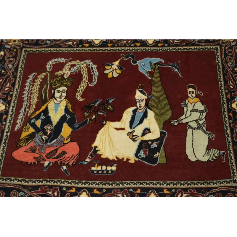 Tapis oriental rétro fait à la main 2 pi 8 po x 3 pi 2 pi