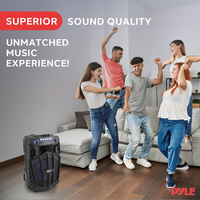  680W Portable Bluetooth PA Speaker - 10" Rechargeable Outdoor Karaoke Speaker, Audio System W/Wireless Mic And Wheels, TWS, Lights, LED Display, 6.5Mm Mic Input, FM/AUX/MP3/USB/SD