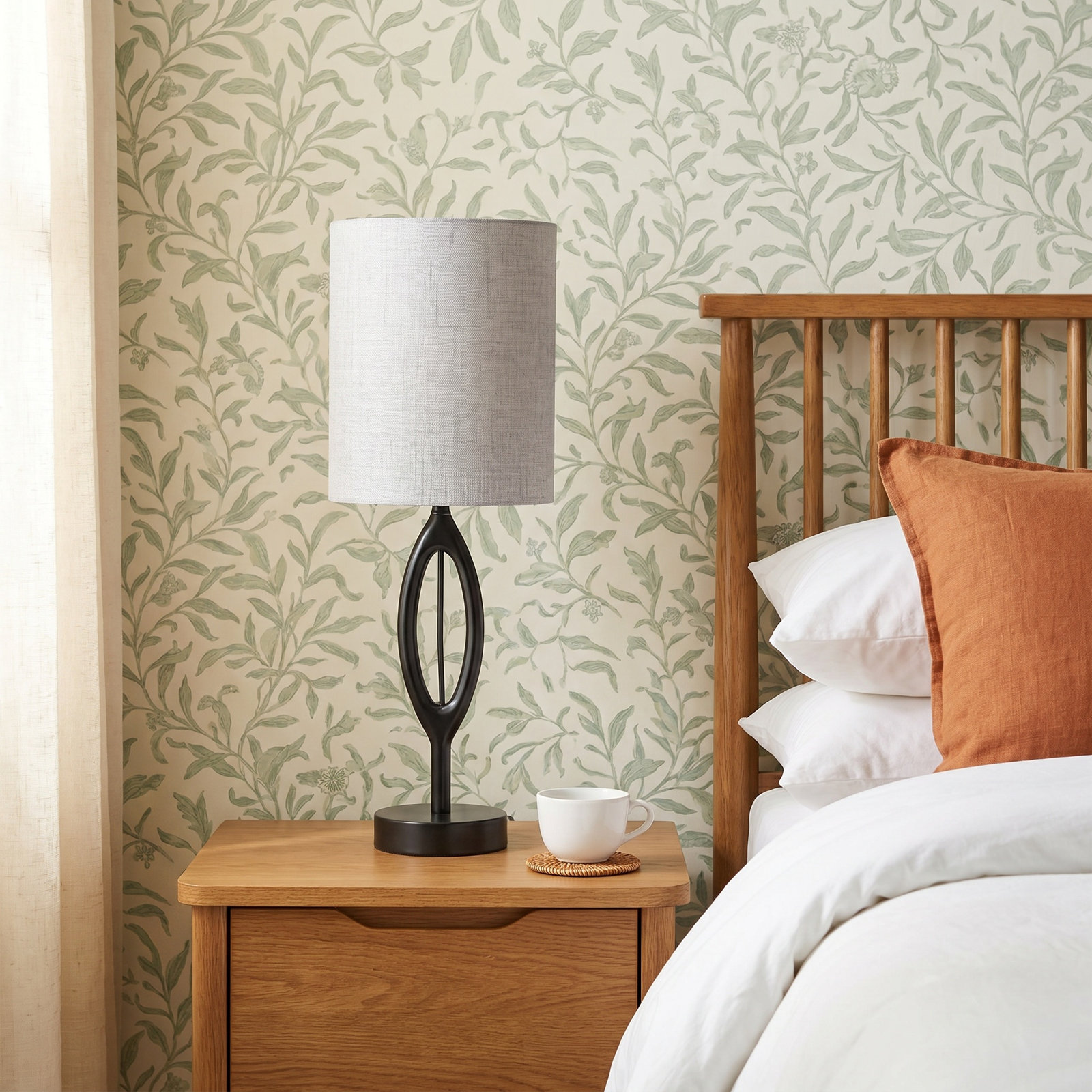 Osie Solid Wood Table Lamp, Black, Gray