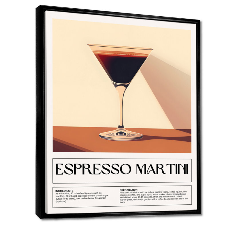 «Straight Up Espresso Martini», impression d'art mural, Cadre flottant noir, H 32 po x l 16 po