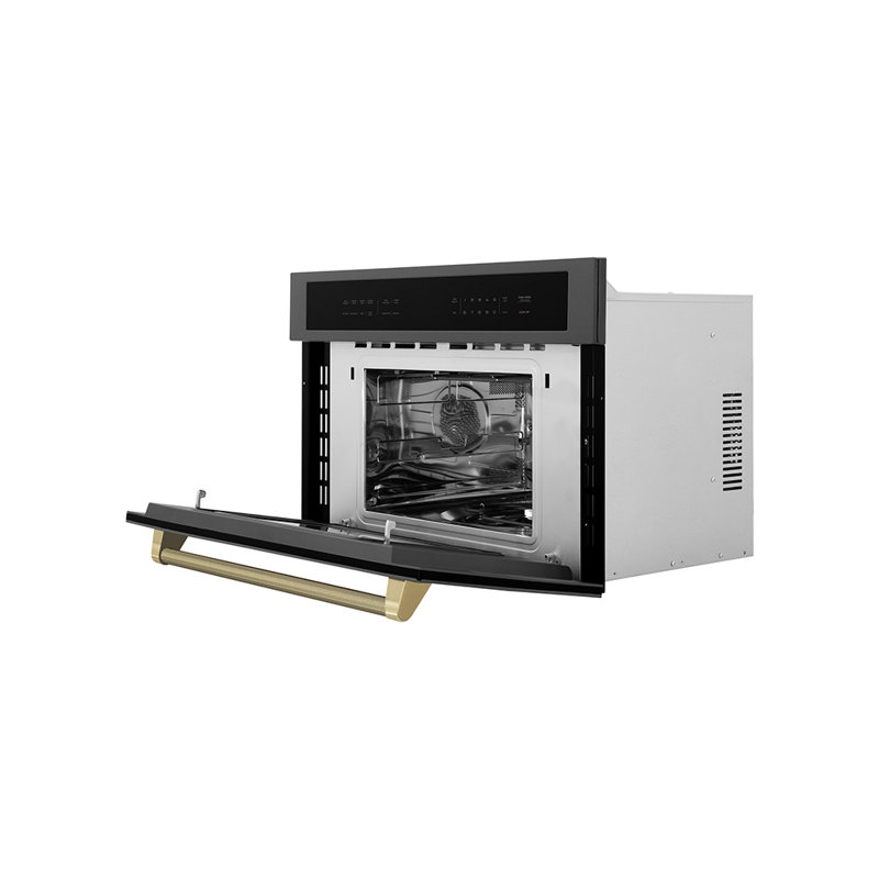 ZLINE Autograph 30 in. Microwave Drawer in Stainless Steel and Polished Nickel Helix Handle, Black/Champagne Bronze