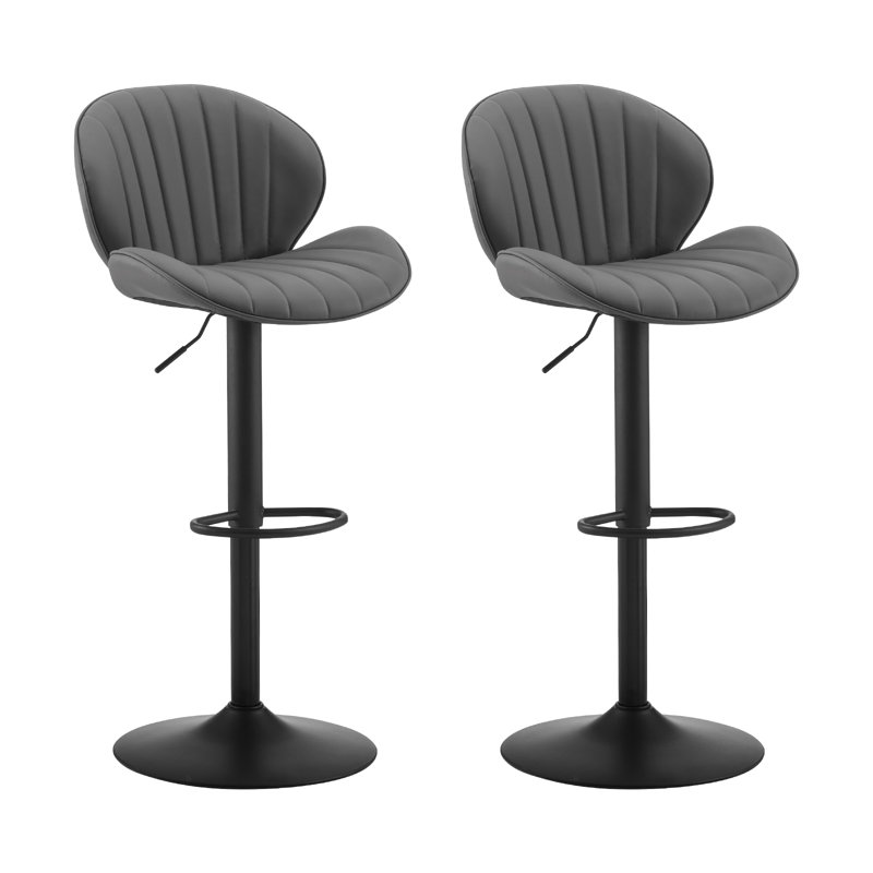 Swivel Upholstered Adjustable Height Counter Stool with Metal Frame, Grey