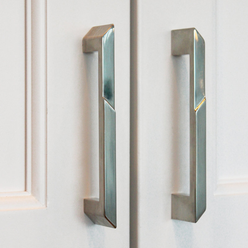 Pyramid Bar / Handle Pull, Solid Brass/Brushed Polished Nickel 