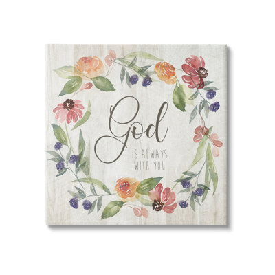 «God Always With You Sentiment Wild Flower Wreath», art numérique sur estampe numérique par Kristen Brockmon