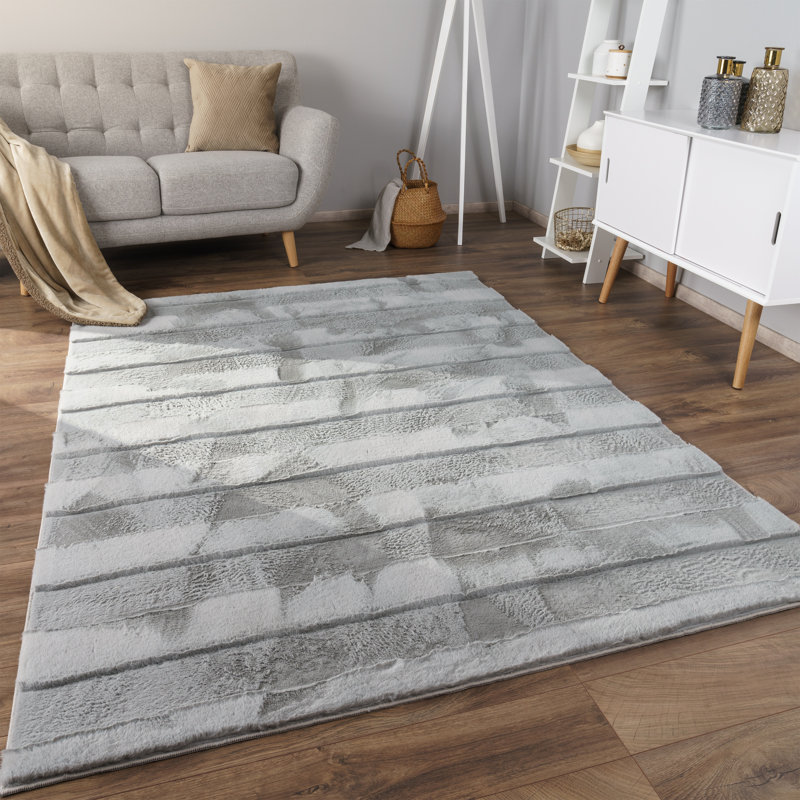 Pranvi Uniform Colour Area Rug, Rectangular 160cm x 220cm, Light Grey