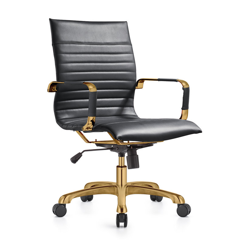 Chaise de bureau en cuir Sorrells, Noir, noir, noir, noir