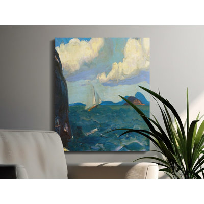 Seascape Canvas Wall Art, Sailboat Painting, Gallery Wrapped, Ready to Hang, Archival Inks, Ocean View, Coastal Decor, Modern Wall Decor