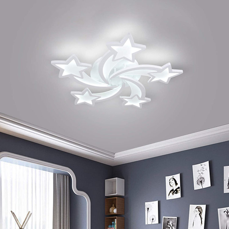Rishikesh 25.59" W 5-Light Dimmable LED Flush Mount, White