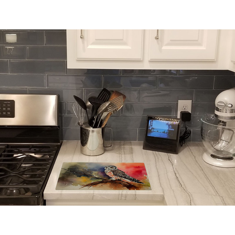 Northern Hawk Owl Glass Cutting Board