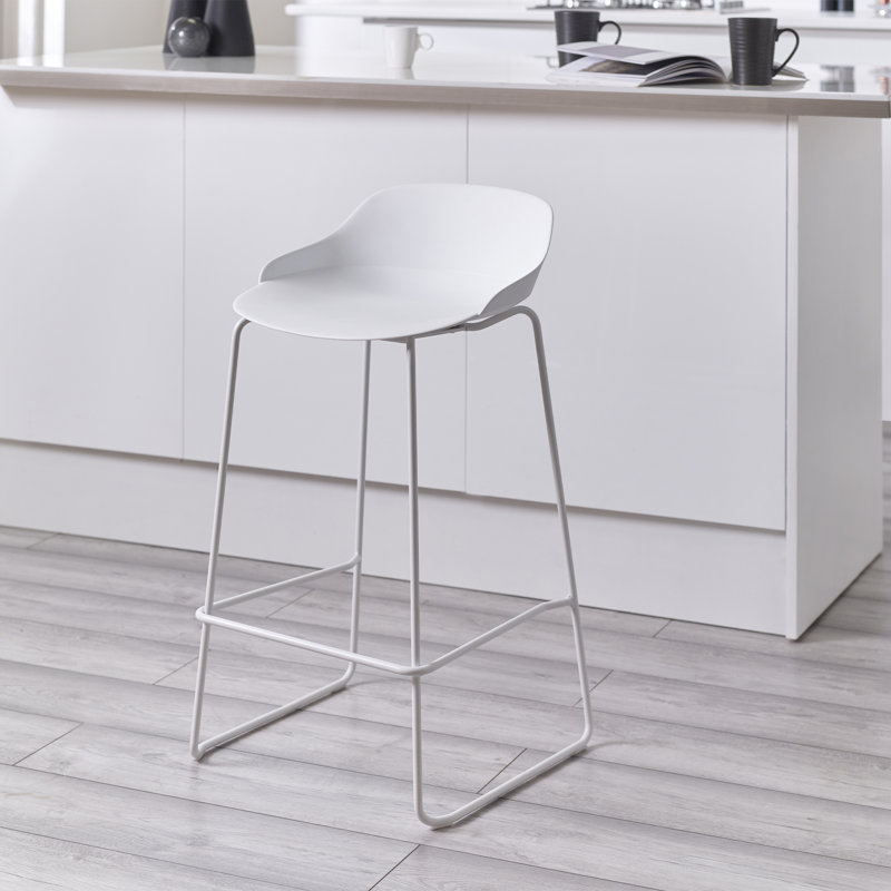 Nikhil Counter Stool with Metal Frame, White
