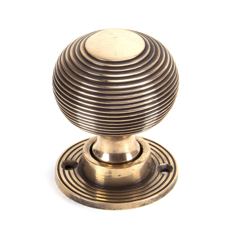 Aged Brass Beehive Mortice/Rim Knob Set, Polished Bronze