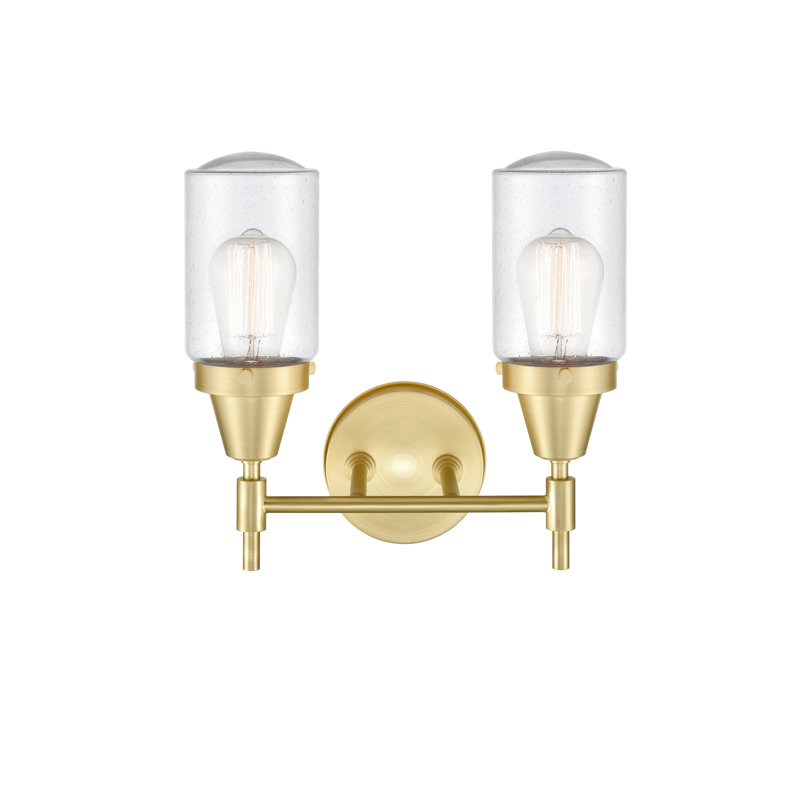 Éclairage pour meuble-lavabo à 2 lumières à intensité variable Gayle, Laiton satiné, Ampoule DEL rétro 4 watts, Grainé