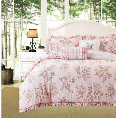Ensemble de literie pour très grand lit, édredon floral rose en microfibre douce pour la chambre à coucher