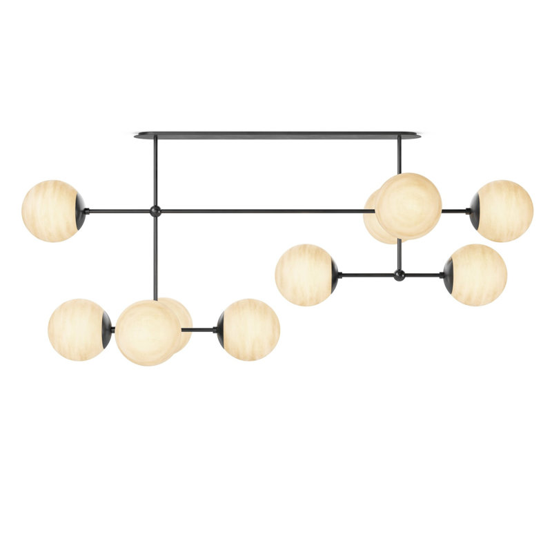 Armstrong 10 - Light Chandelier, Black Gunmetal, Marbled Matte Glass