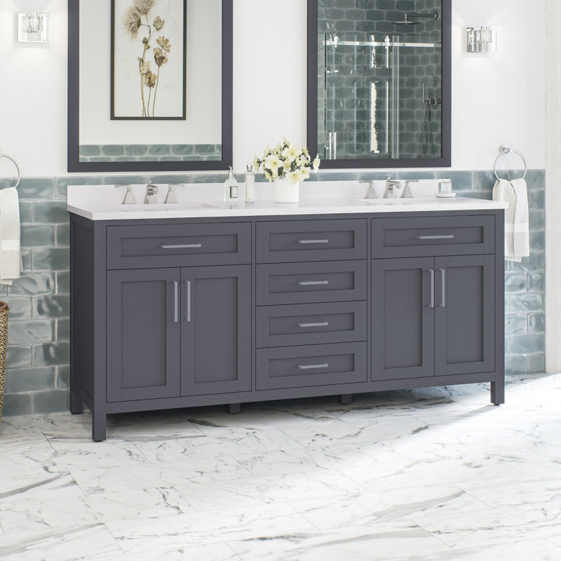 Meuble-lavabo double 72 po OVE Decors Tahoe, Gris anthracite foncé