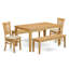 Ensemble de table de salle à manger 5 pièces pour 4 personnes comprenant une table de cuisine rectangulaire et 2 chaises de salle à manger en tissu de lin avec 2 bancs, 36 po x 60 po, chêne-621127058-621127149-634834355