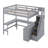Loft Bed With Built-In L-Shaped Desk And Three-Tier Storage Shelves,And Attached Storage Staircase-1816699963