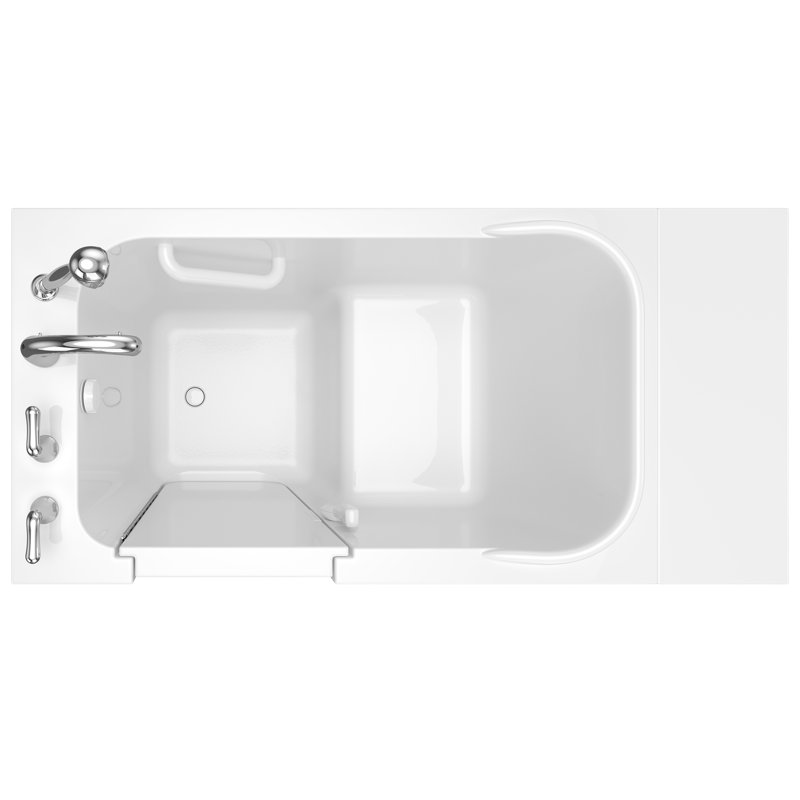 White Fiberglass Walk-In Soaking Bathtub with Faucet